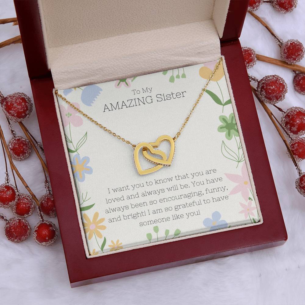 Sister - Interlocking Hearts Necklace - Dearly Loved Designs