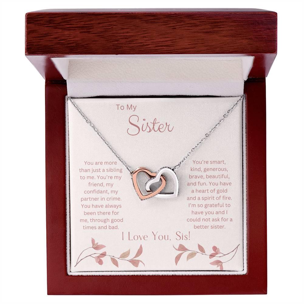 To My Sister - Interlocking Heart Necklace - Dearly Loved Designs