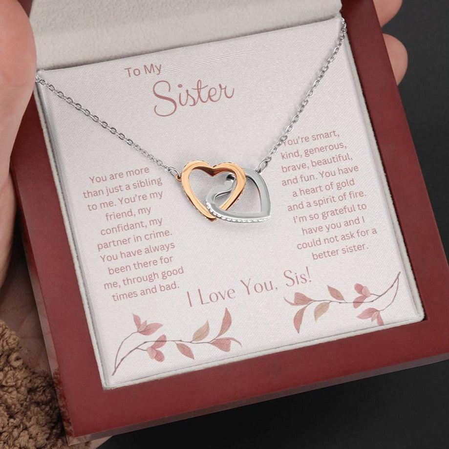 To My Sister - Interlocking Heart Necklace - Dearly Loved Designs