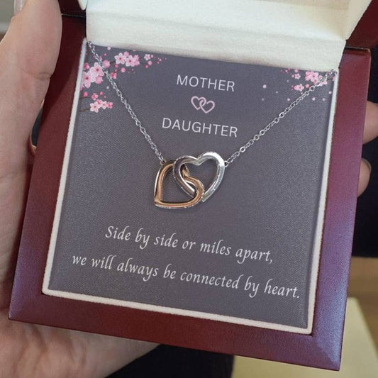 Mother & Daughter - Always Be Connected By Heart - Interlocking Hearts Necklace - Dearly Loved Designs