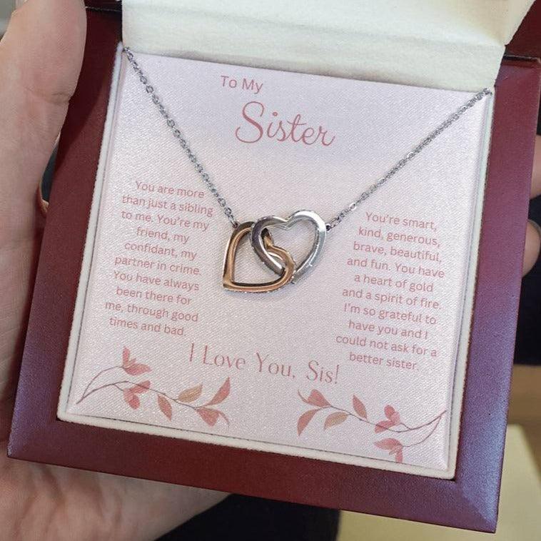 To My Sister - Interlocking Heart Necklace - Dearly Loved Designs