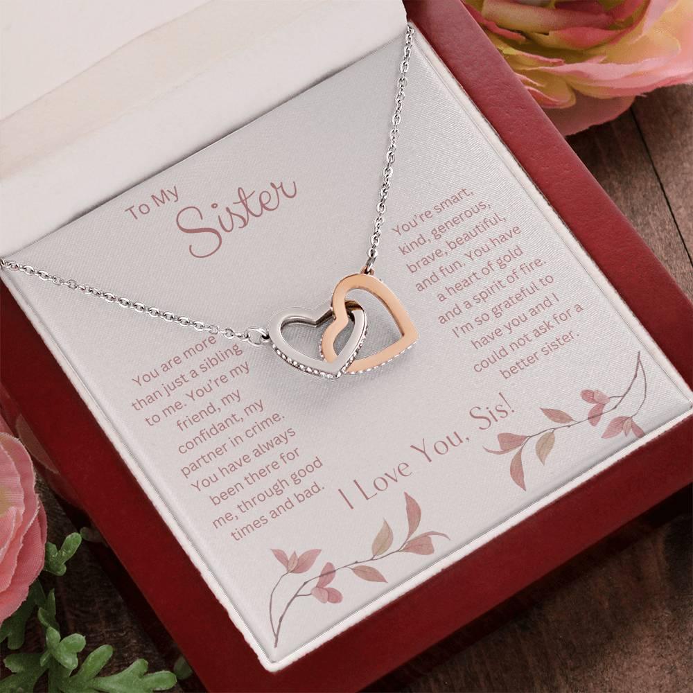 To My Sister - Interlocking Heart Necklace - Dearly Loved Designs