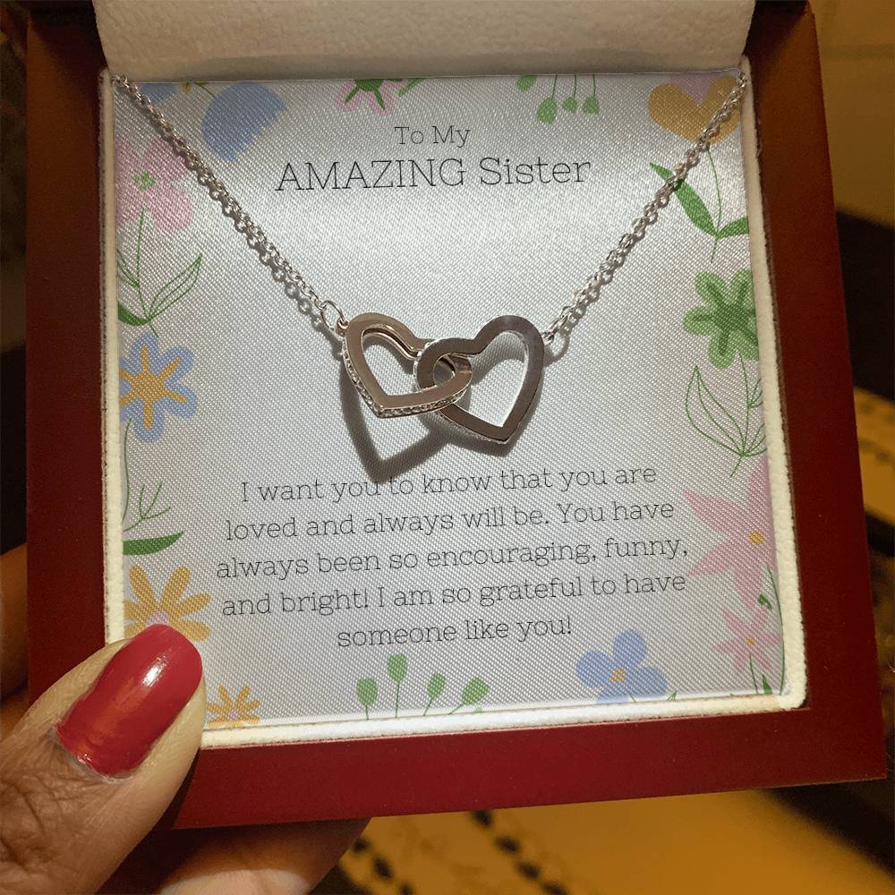 Sister - Interlocking Hearts Necklace - Dearly Loved Designs