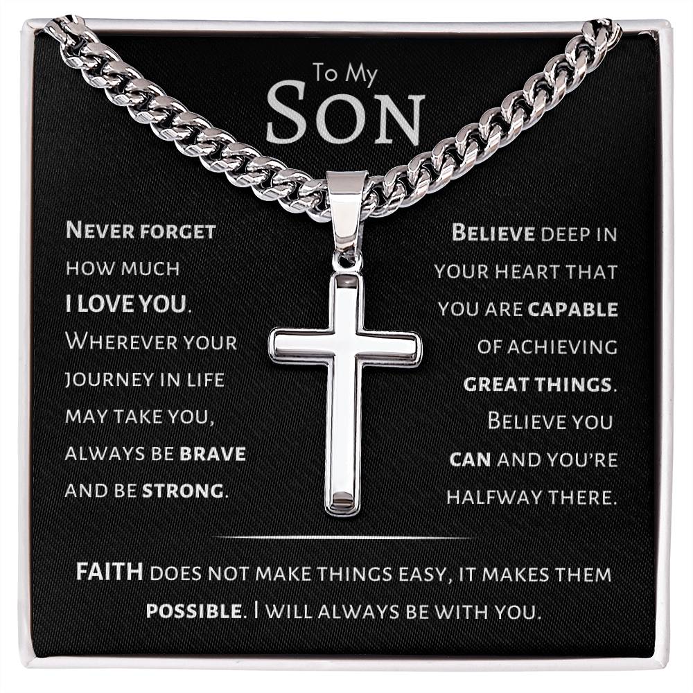 Son - You Are Capable of Great Things - Artisan Cross Necklace