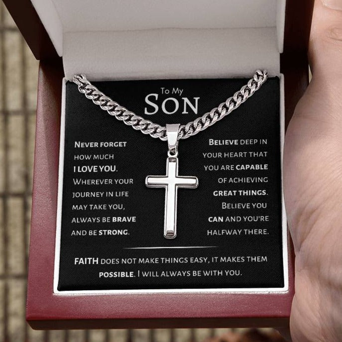 Son - You Are Capable of Great Things - Artisan Cross Necklace