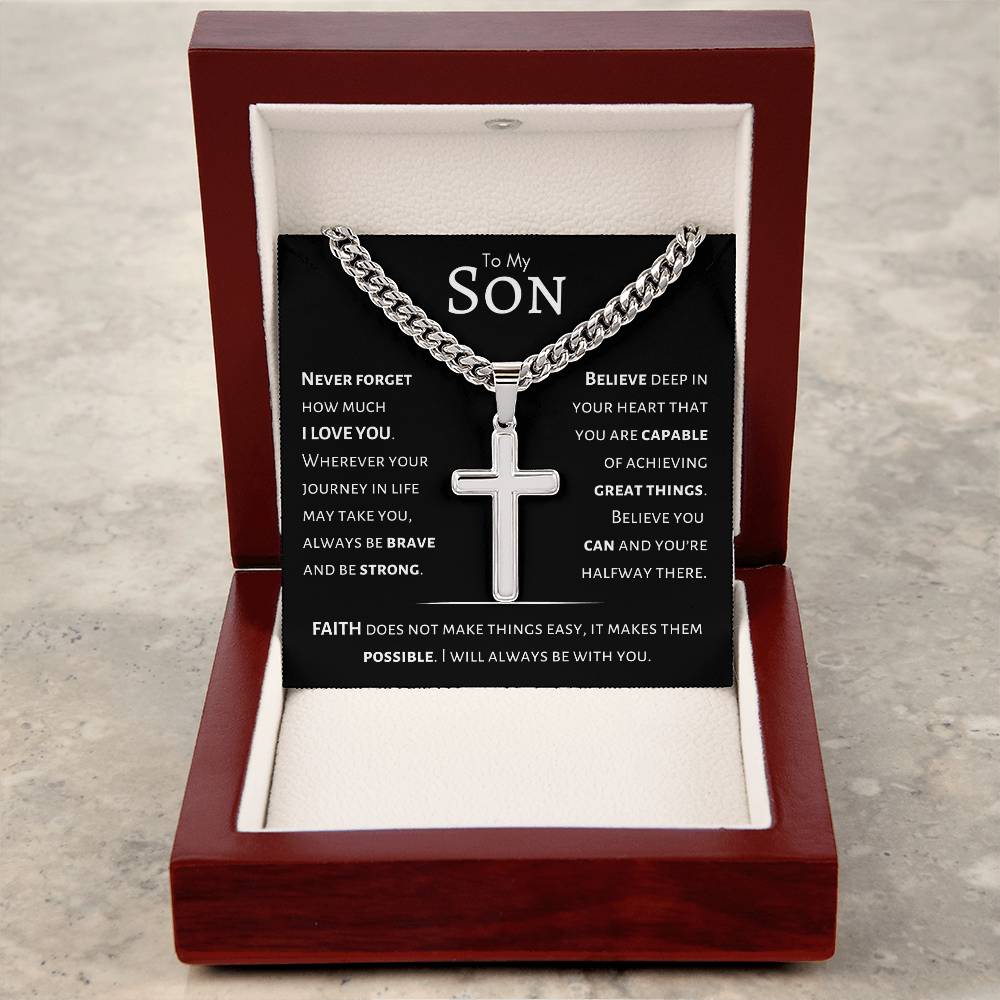 Son - You Are Capable of Great Things - Artisan Cross Necklace