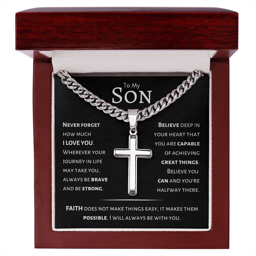 Son - You Are Capable of Great Things - Artisan Cross Necklace