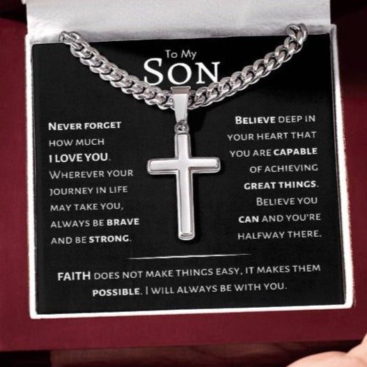 Son - You Are Capable of Great Things - Artisan Cross Necklace