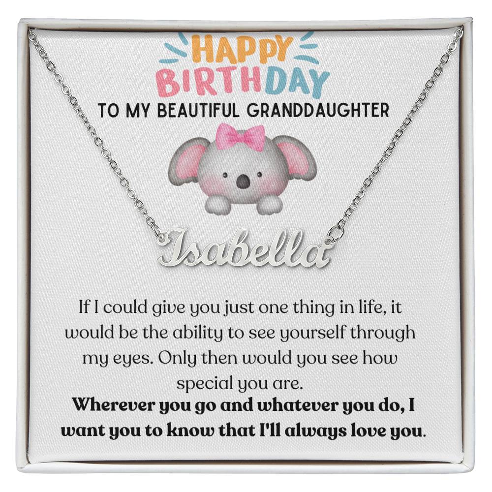 Happy Birthday, To My Beautiful Granddaughter - Koala - Name Necklace - Dearly Loved Designs