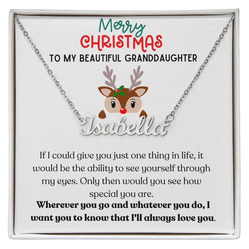 Merry Christmas Granddaughter - Name Necklace - Dearly Loved Designs