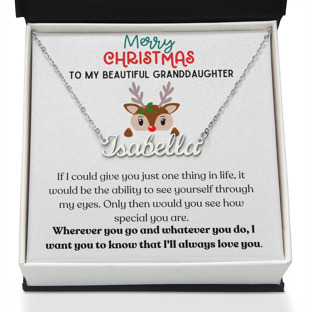 Merry Christmas Granddaughter - Name Necklace - Dearly Loved Designs