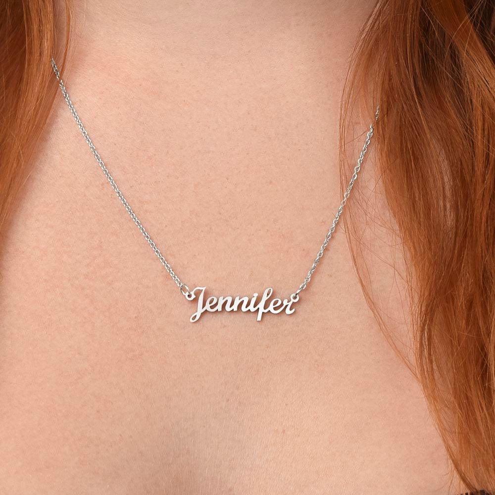 Fear Not, You are Mine - Cursive Style Name Necklace - Blue - Dearly Loved Designs