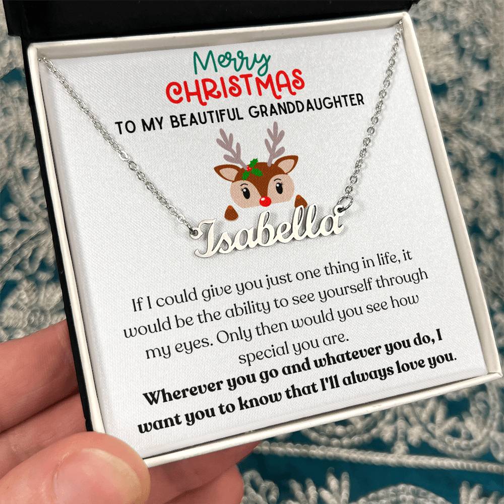 Merry Christmas Granddaughter - Name Necklace - Dearly Loved Designs