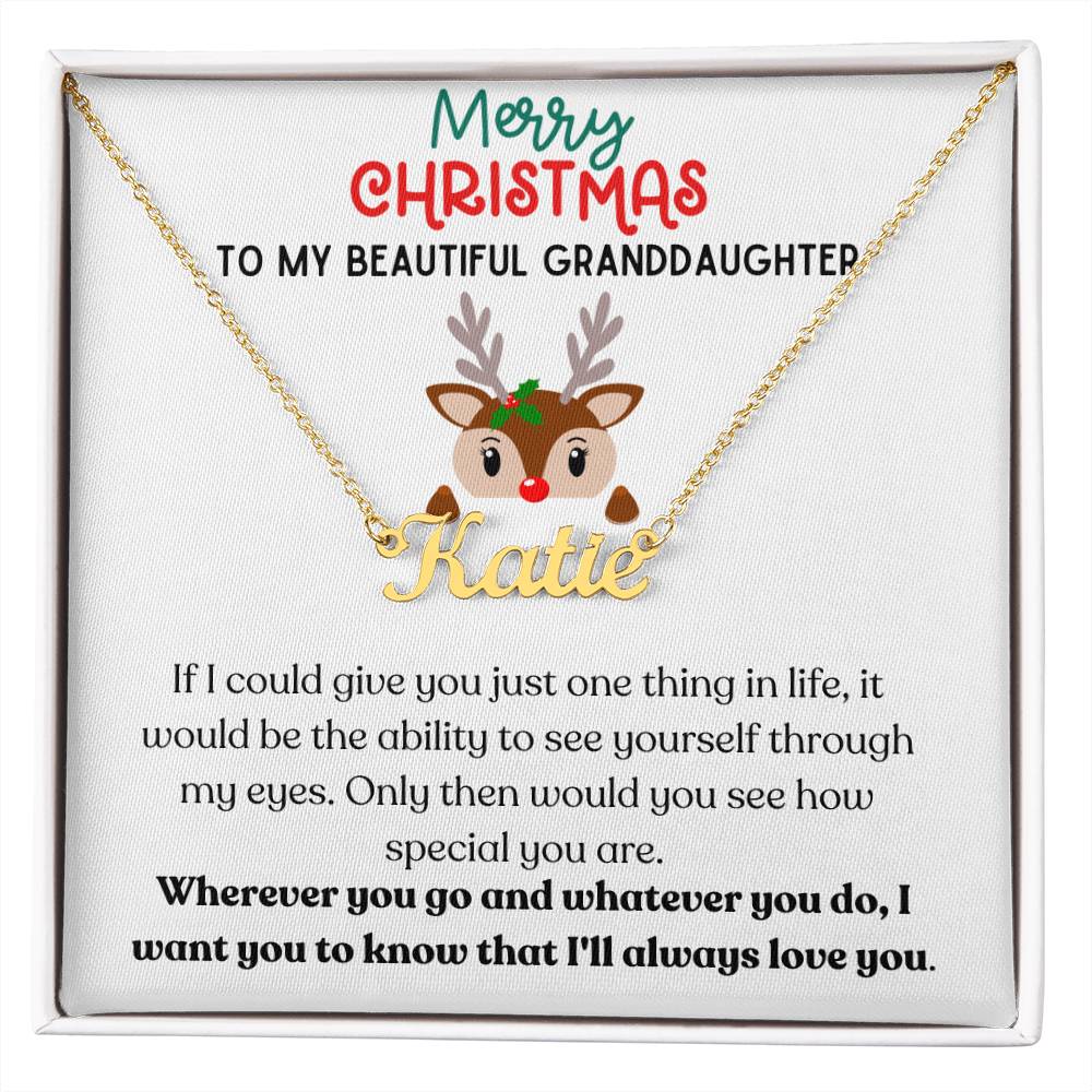 Merry Christmas Granddaughter - Name Necklace - Dearly Loved Designs