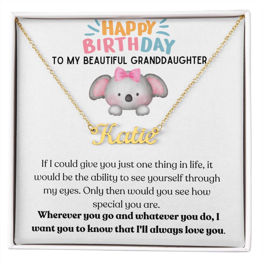 Happy Birthday, To My Beautiful Granddaughter - Koala - Name Necklace - Dearly Loved Designs