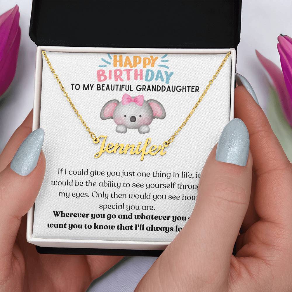 Happy Birthday, To My Beautiful Granddaughter - Koala - Name Necklace - Dearly Loved Designs