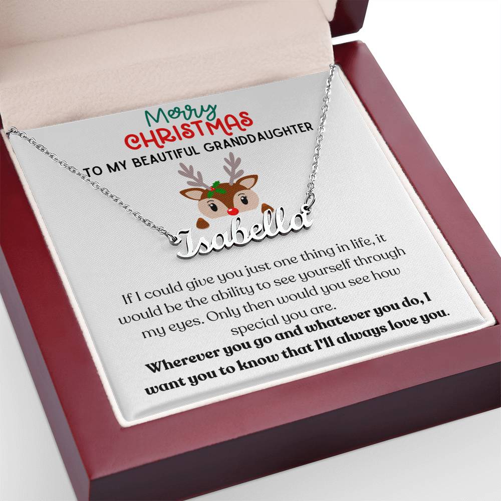 Merry Christmas Granddaughter - Name Necklace - Dearly Loved Designs