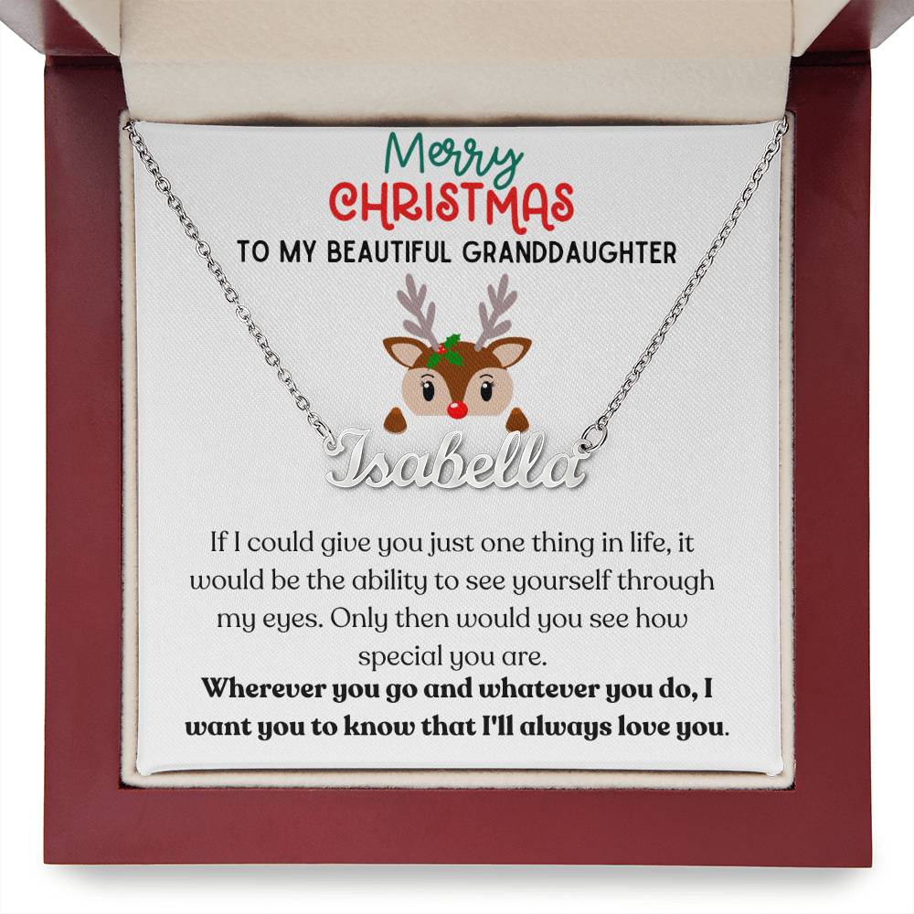 Merry Christmas Granddaughter - Name Necklace - Dearly Loved Designs