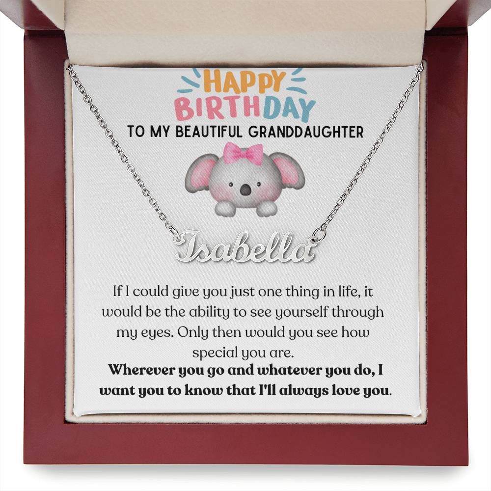 Happy Birthday, To My Beautiful Granddaughter - Koala - Name Necklace - Dearly Loved Designs