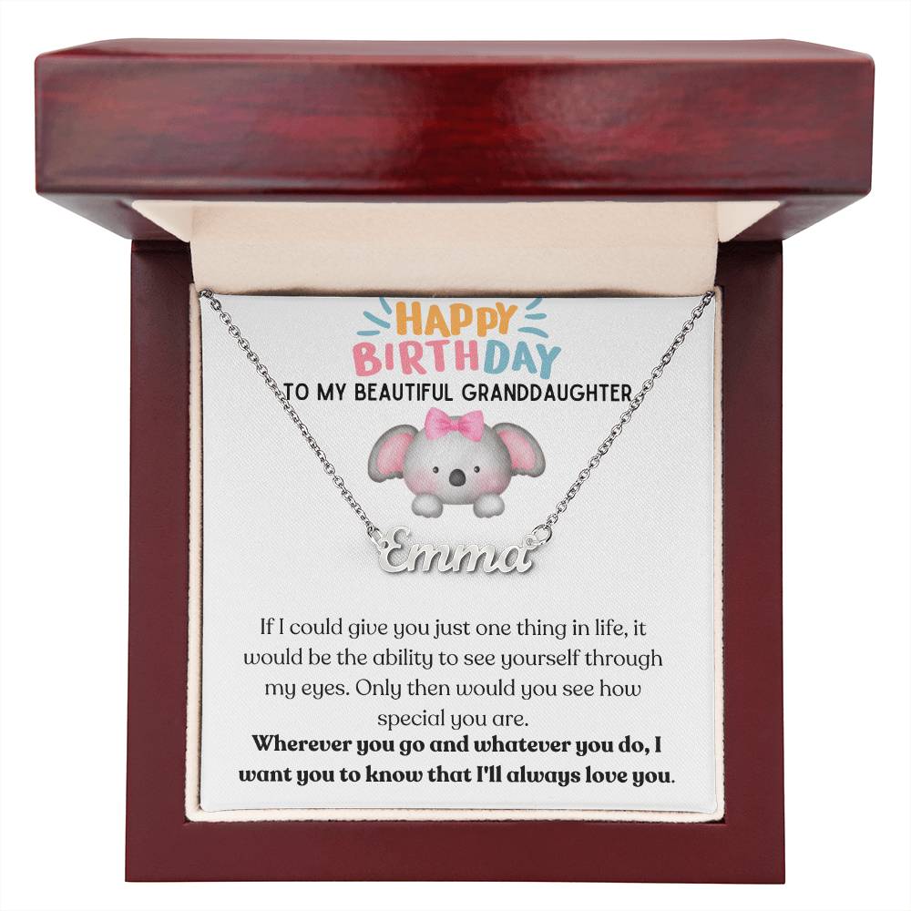 Happy Birthday, To My Beautiful Granddaughter - Koala - Name Necklace - Dearly Loved Designs