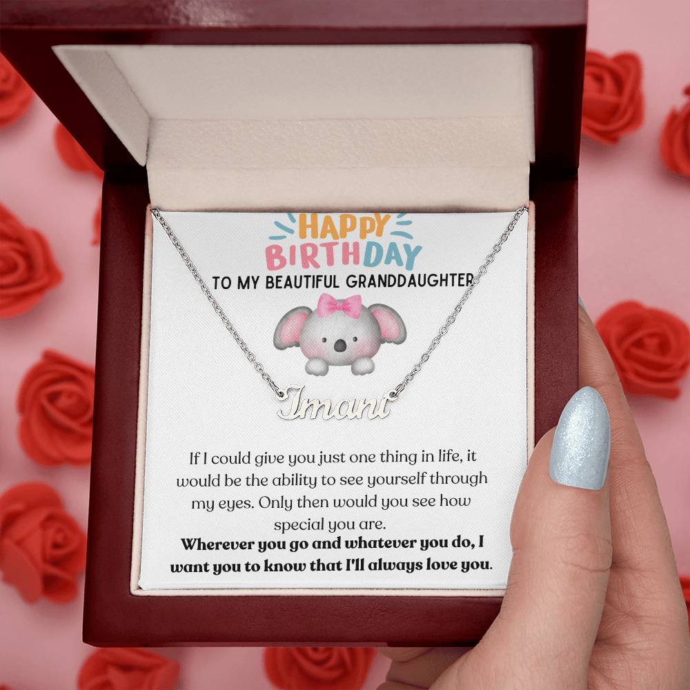 Happy Birthday, To My Beautiful Granddaughter - Koala - Name Necklace - Dearly Loved Designs