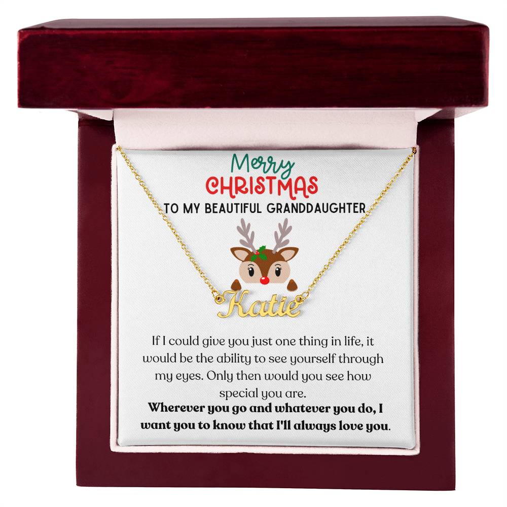 Merry Christmas Granddaughter - Name Necklace - Dearly Loved Designs