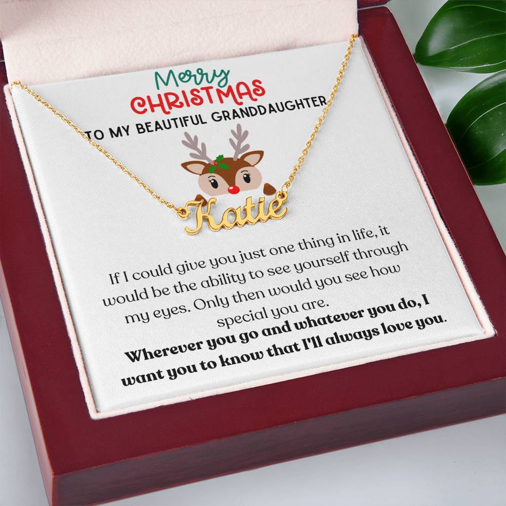 Merry Christmas Granddaughter - Name Necklace - Dearly Loved Designs