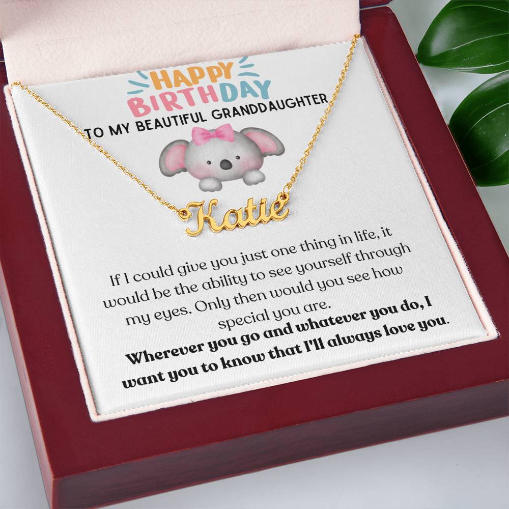 Happy Birthday, To My Beautiful Granddaughter - Koala - Name Necklace - Dearly Loved Designs