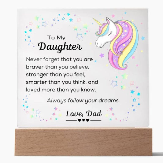 To Daughter, Follow Your Dreams - Square Acrylic Plaque - Dearly Loved Designs