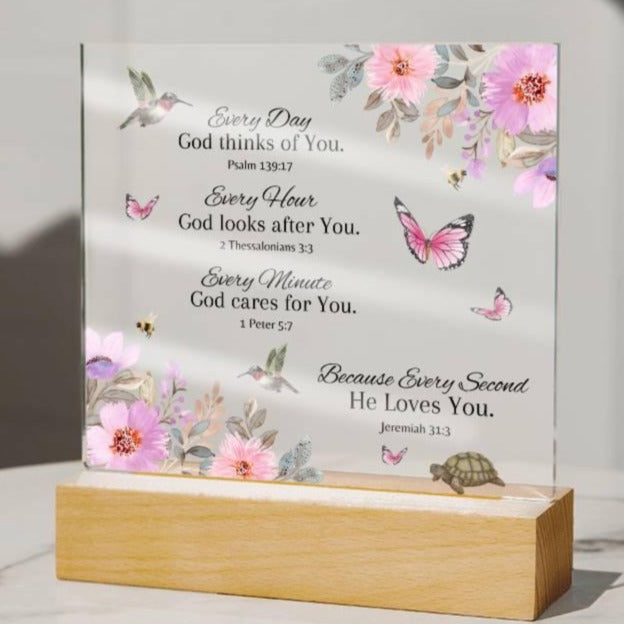 God's Love For You - Acrylic Plaque with optional LED Lamp - Dearly Loved Designs