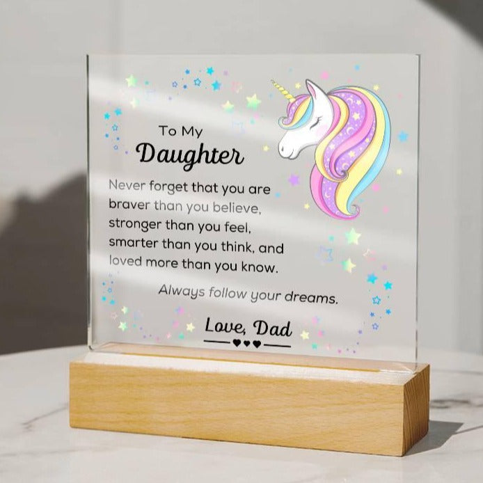 To Daughter, Follow Your Dreams - Square Acrylic Plaque - Dearly Loved Designs