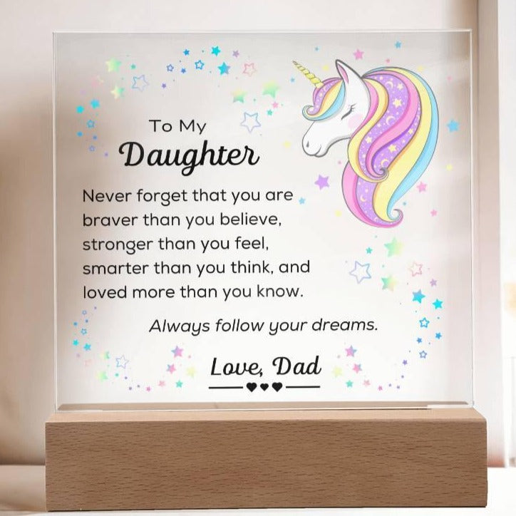 To Daughter, Follow Your Dreams - Square Acrylic Plaque - Dearly Loved Designs