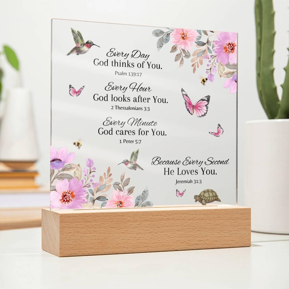 God's Love For You - Acrylic Plaque with optional LED Lamp - Dearly Loved Designs