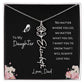 Daughter - Love, Dad - I Will Always Love You - Birth Flower Vertical Name Necklace - Dearly Loved Designs