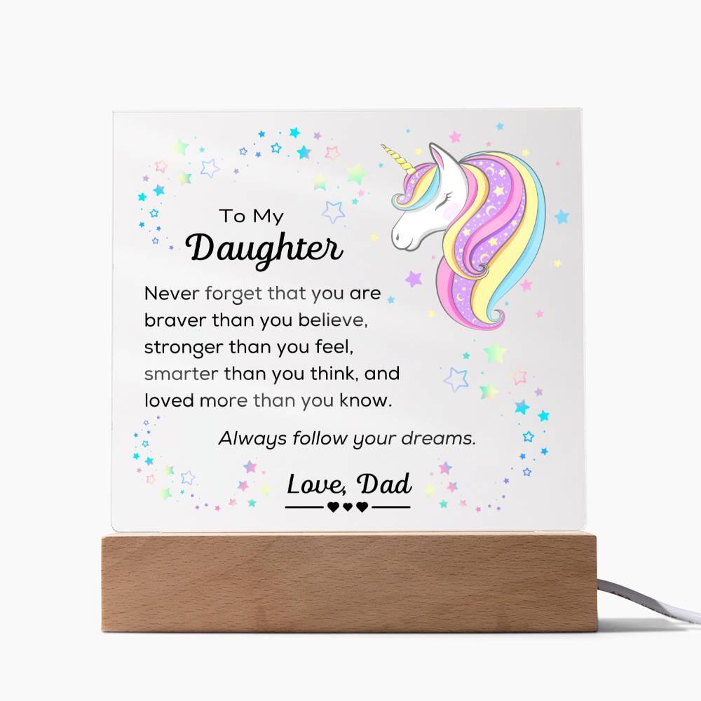 To Daughter, Follow Your Dreams - Square Acrylic Plaque - Dearly Loved Designs