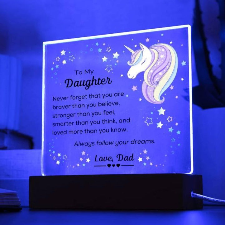 To Daughter, Follow Your Dreams - Square Acrylic Plaque - Dearly Loved Designs