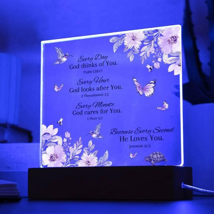 God's Love For You - Acrylic Plaque with optional LED Lamp - Dearly Loved Designs