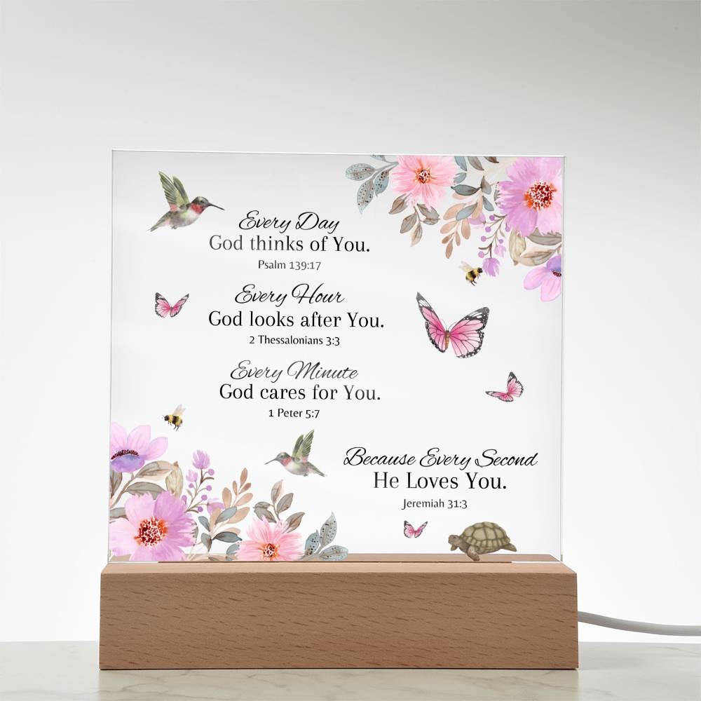 God's Love For You - Acrylic Plaque with optional LED Lamp - Dearly Loved Designs