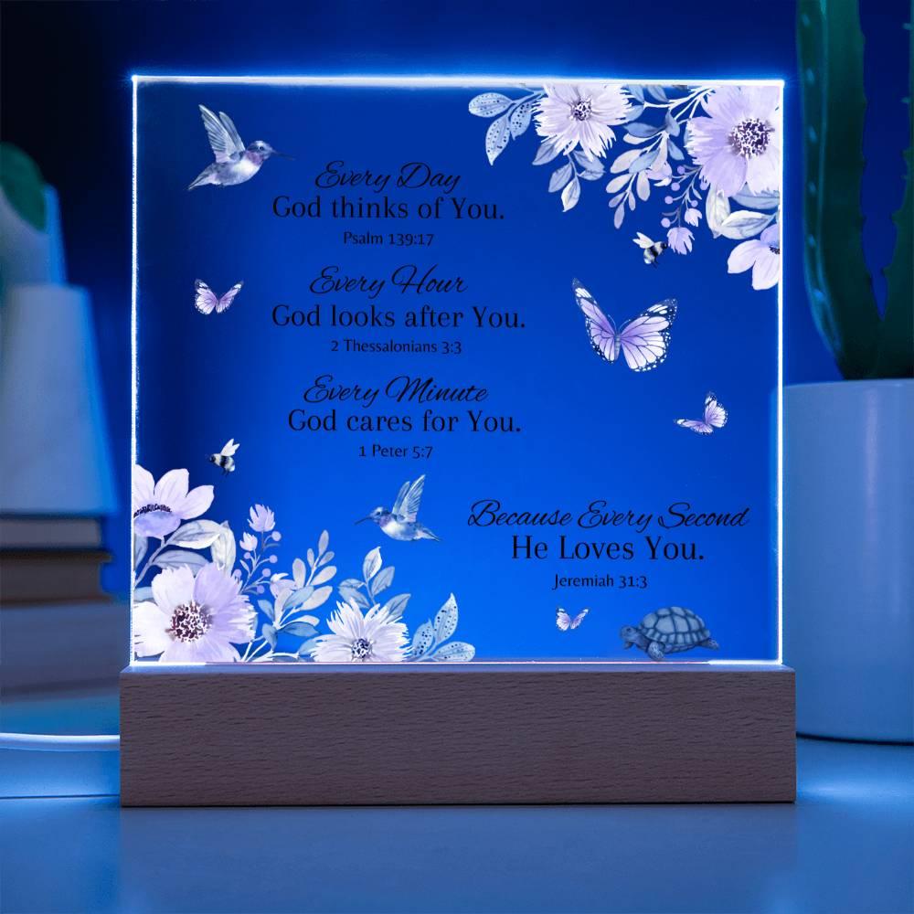 God's Love For You - Acrylic Plaque with optional LED Lamp - Dearly Loved Designs