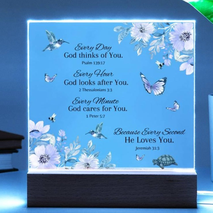 God's Love For You - Acrylic Plaque with optional LED Lamp - Dearly Loved Designs