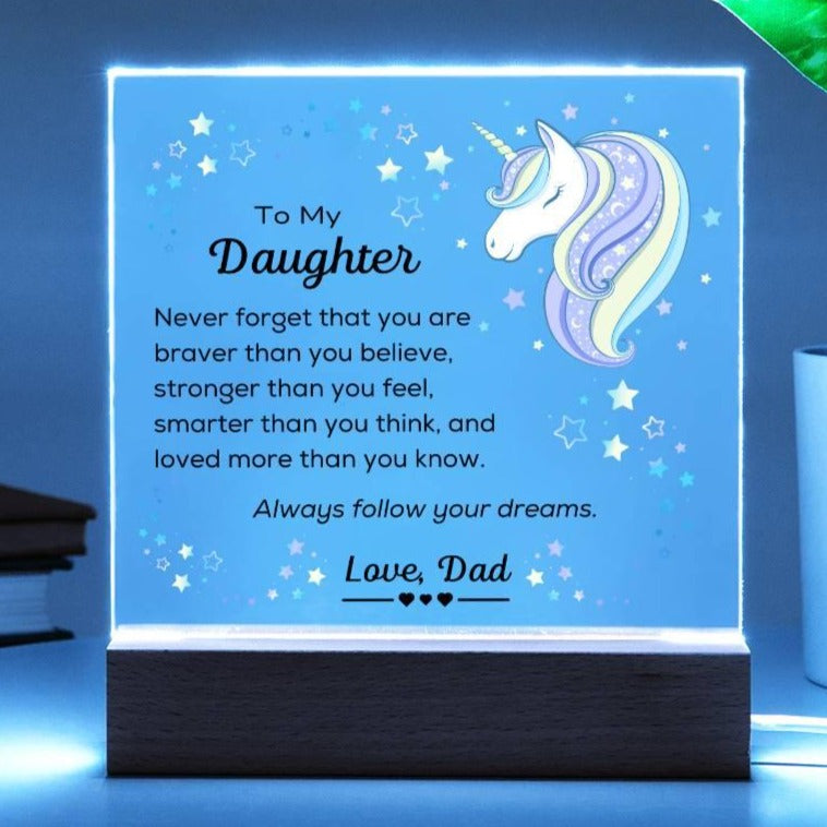 To Daughter, Follow Your Dreams - Square Acrylic Plaque - Dearly Loved Designs