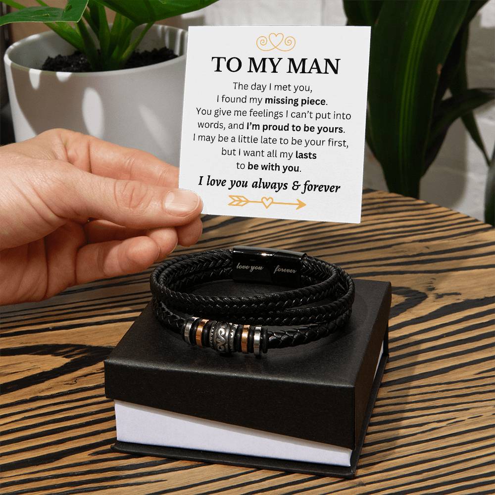 To My Man - I'm Proud to Be Yours - Love You Forever Bracelet - Dearly Loved Designs