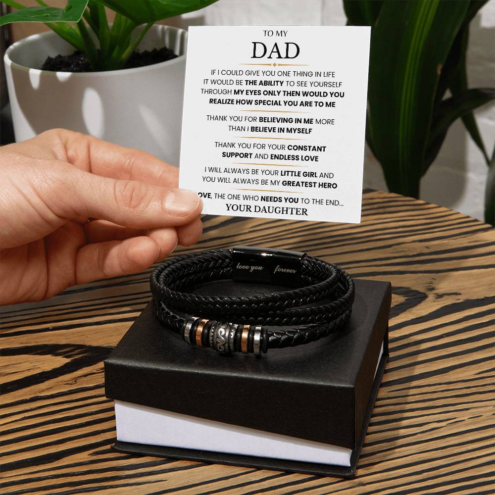 To Dad, From Daughter - Greatest Hero - Forever Love Bracelet