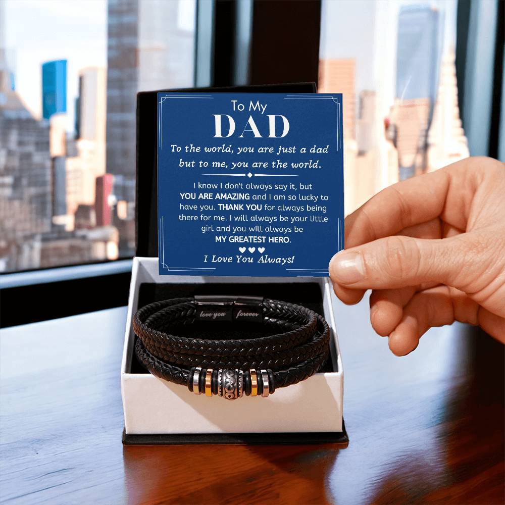 To My Dad, My Greatest Hero, From Daughter - Love You Forever Bracelet - Dearly Loved Designs