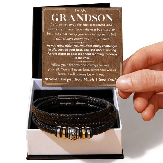 To My Grandson - Follow Your Dreams - Love You Forever Bracelet - Dearly Loved Designs