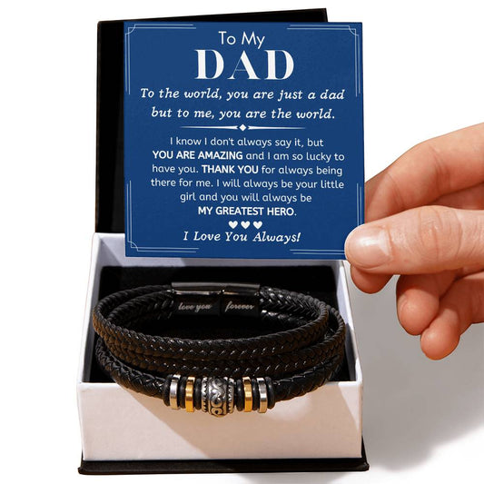 To My Dad, My Greatest Hero, From Daughter - Love You Forever Bracelet - Dearly Loved Designs