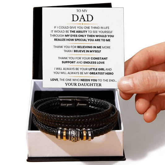 To Dad, From Daughter - Greatest Hero - Forever Love Bracelet