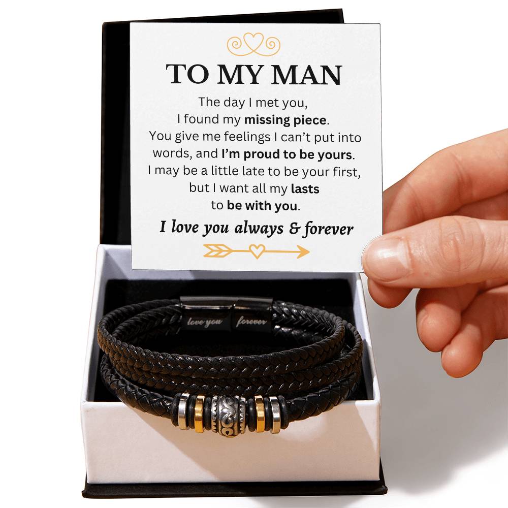 To My Man - I'm Proud to Be Yours - Love You Forever Bracelet - Dearly Loved Designs