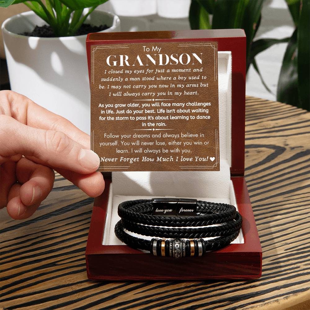 To My Grandson - Follow Your Dreams - Love You Forever Bracelet - Dearly Loved Designs