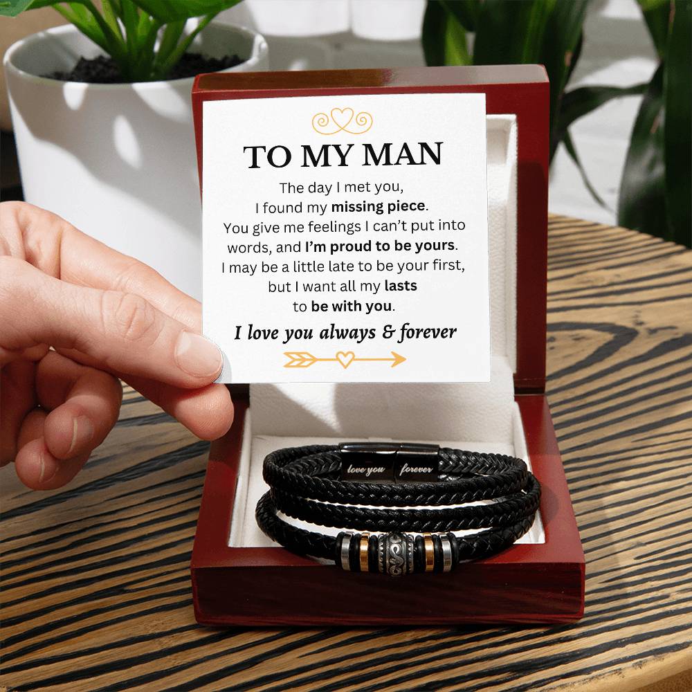 To My Man - I'm Proud to Be Yours - Love You Forever Bracelet - Dearly Loved Designs